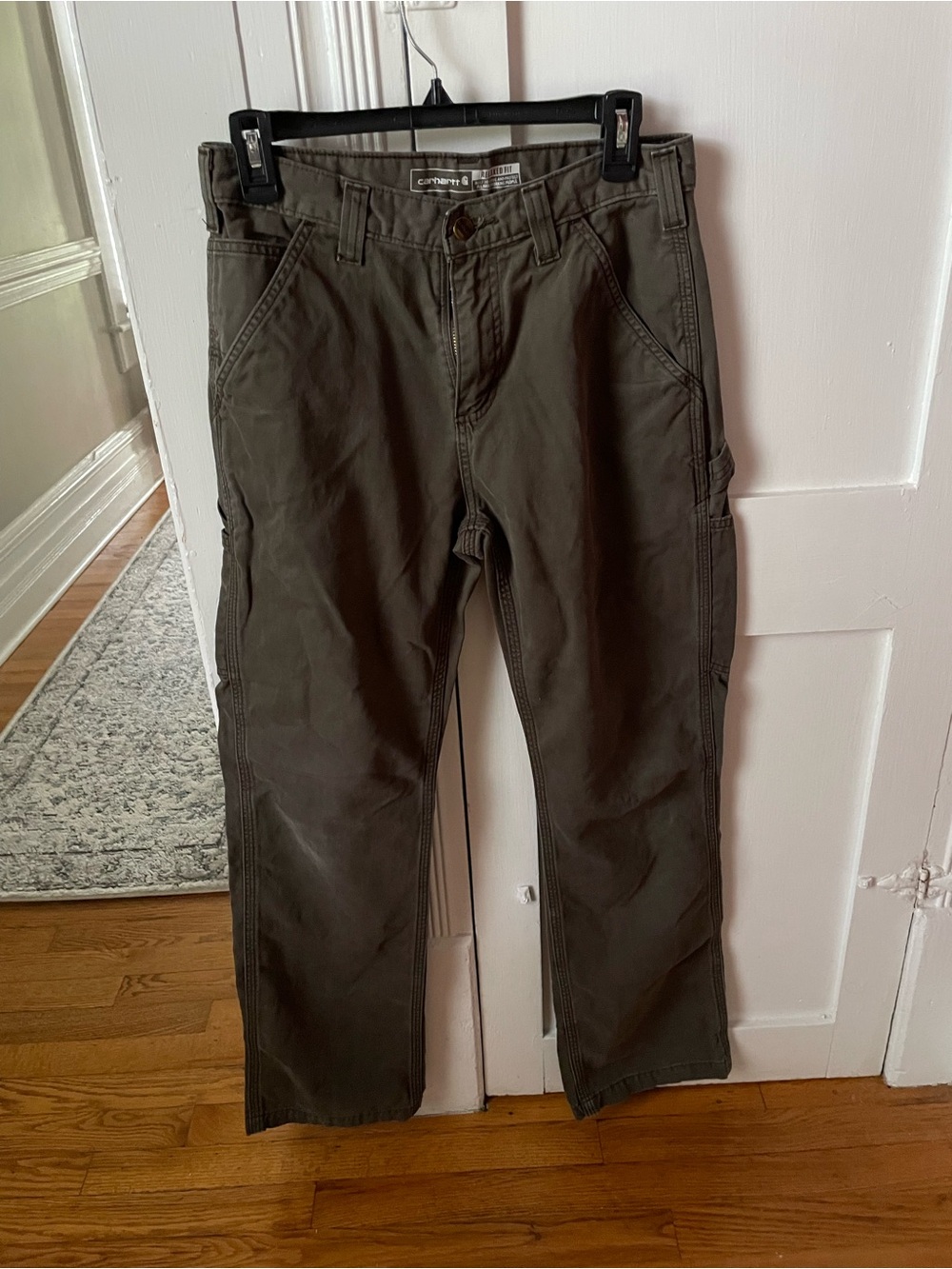 Carhartt Men's Olive Cargo Work Pants - Dark Green small tear (pic included)